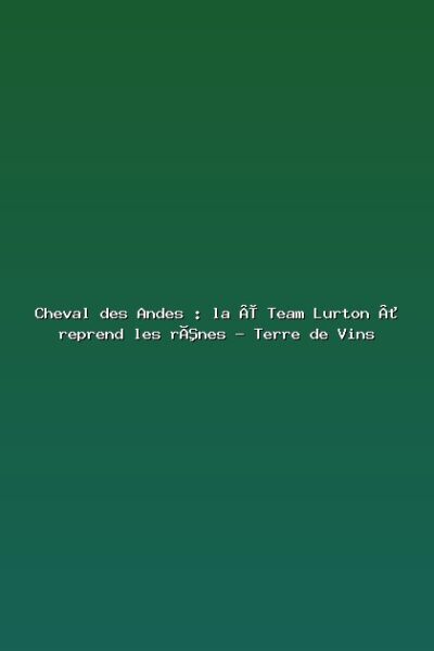 Cheval des Andes : la « Team Lurton » reprend les rênes – Terre de Vins Featured: Cheval des Andes : la « Team Lurton » reprend les rênes - Terre de Vins