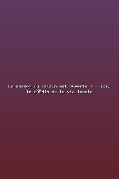 Featured: La saison du raisin est ouverte ! - ici, le m&eacute;dia de la vie locale